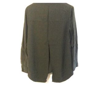 Hunter green button down with slit back